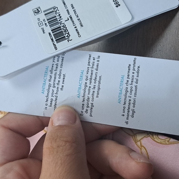 NWT GUESS CHAIN & CHARMS PINK COMBO SPORTS BRA $69 - Picture 8 of 9